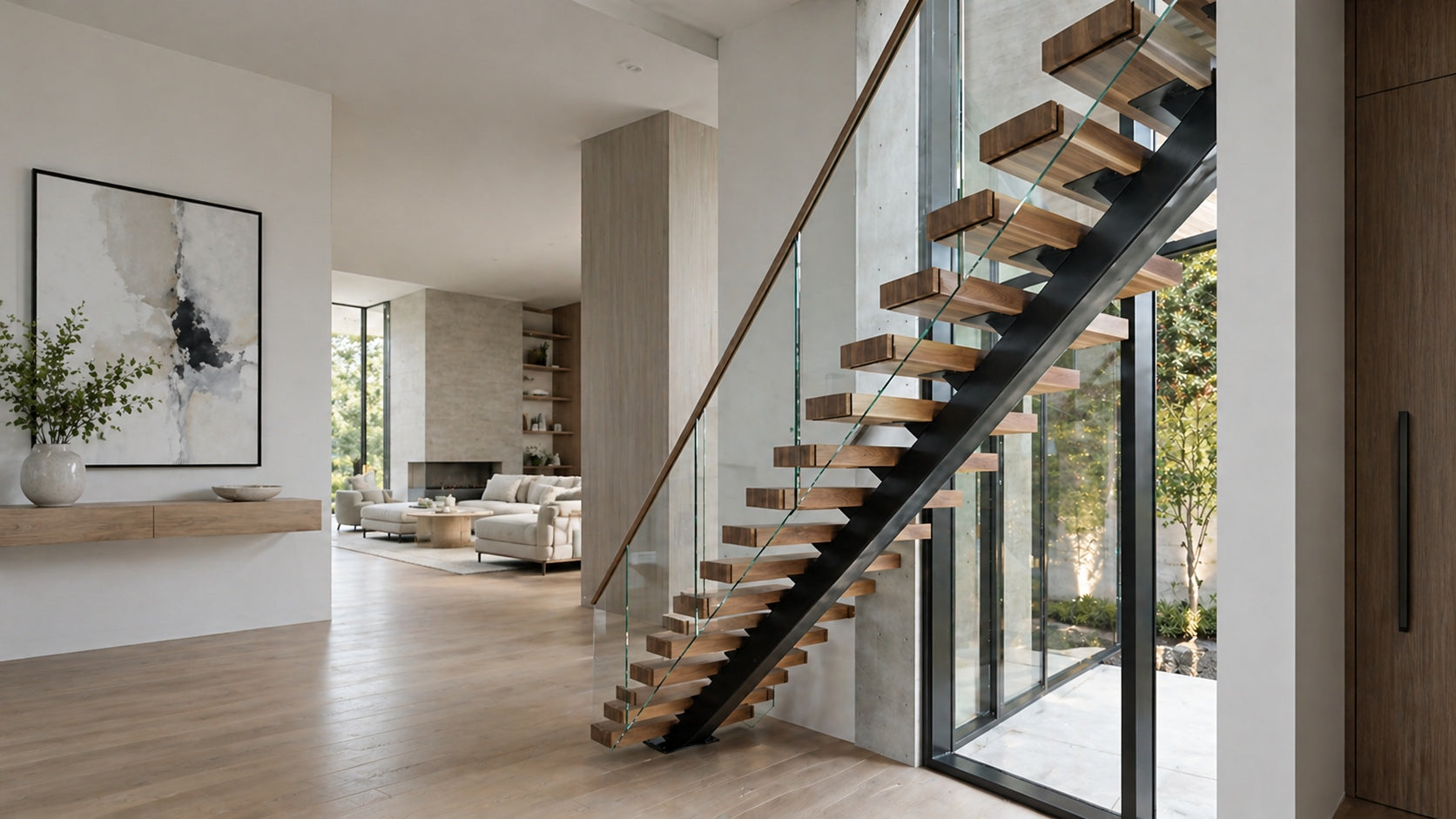 Double Stringer Floating Stairs: When Two Supports Make More Sense