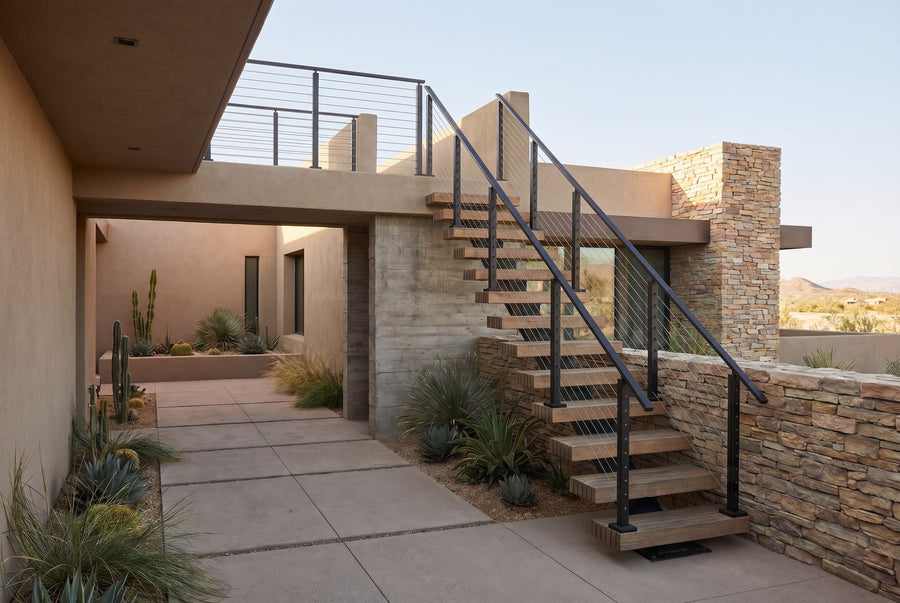 Exterior Floating Stairs: What Changes Structurally When the Stair Moves Outdoors