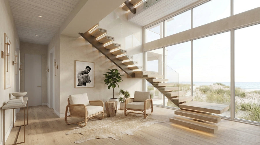Floating Stairs With Glass Railing