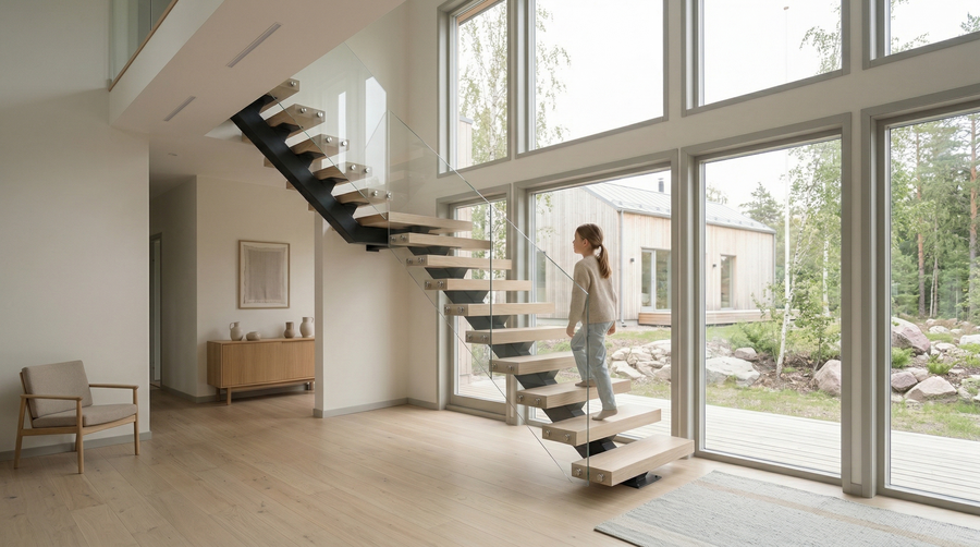 Floating staircase vs floating staircase kit: what custom-home buyers need to know before choosing