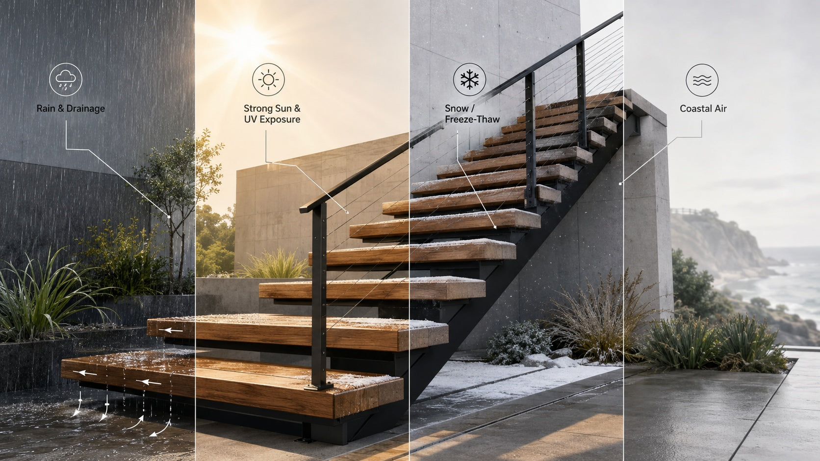Exterior Floating Stairs: Materials, Weather, and Structural Questions