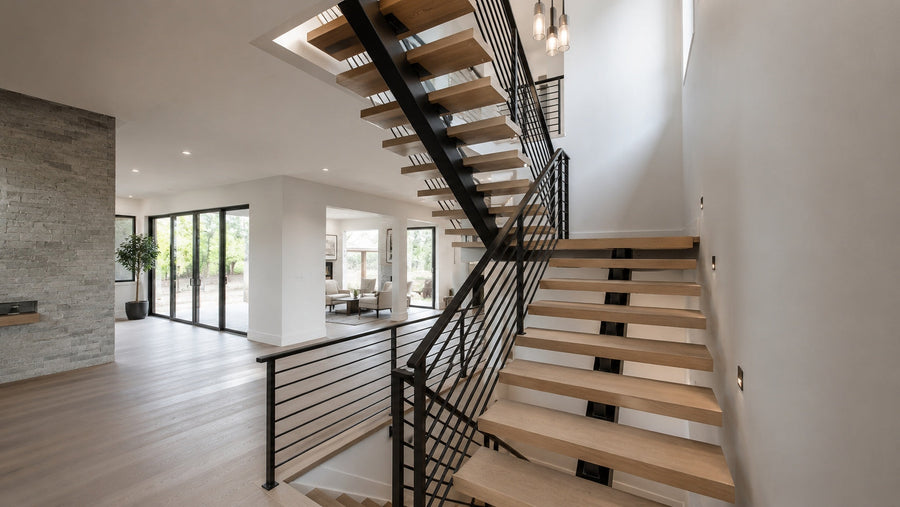 Floating steel stairs vs wood floating stairs comparison for modern home design