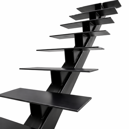 Elevated Stairs Black Mono Stringer for Modern Floating Stairs
