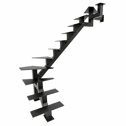 Elevated Stairs Black Mono Stringer for Modern Floating Stairs