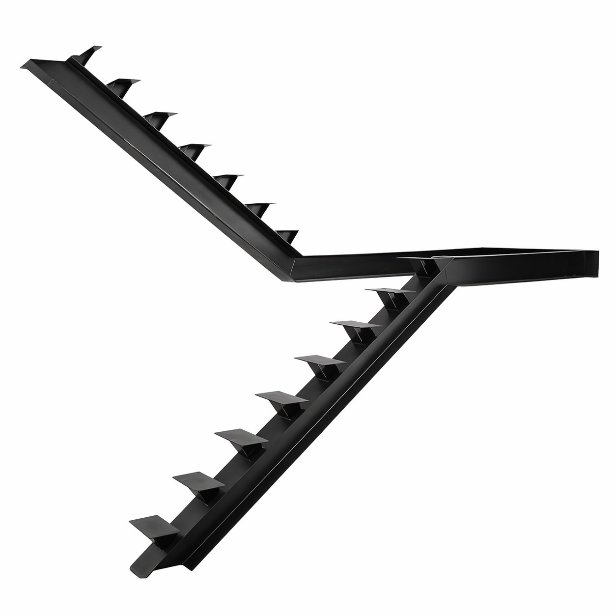 Elevated Stairs Black Mono Stringer for Modern Floating Stairs