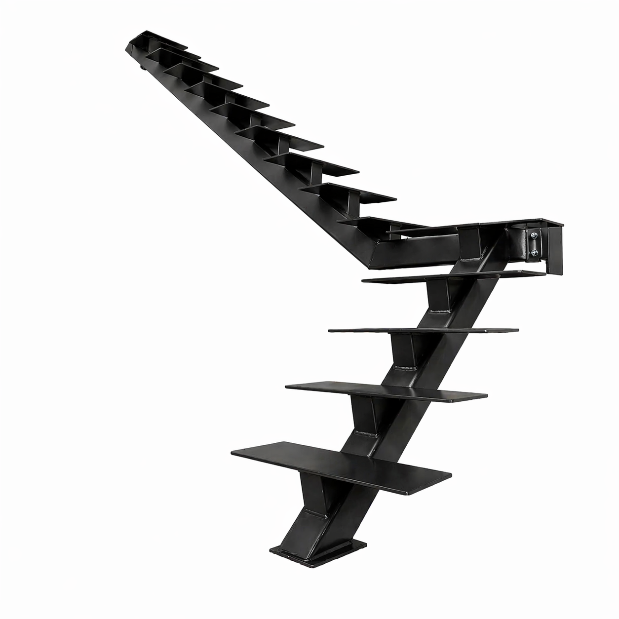 Elevated Stairs Black Mono Stringer for Modern Floating Stairs
