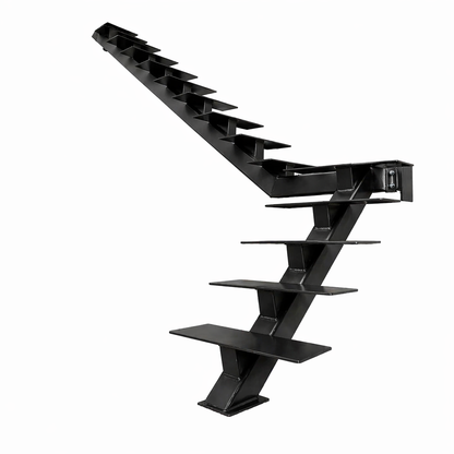 Elevated Stairs Black Mono Stringer for Modern Floating Stairs