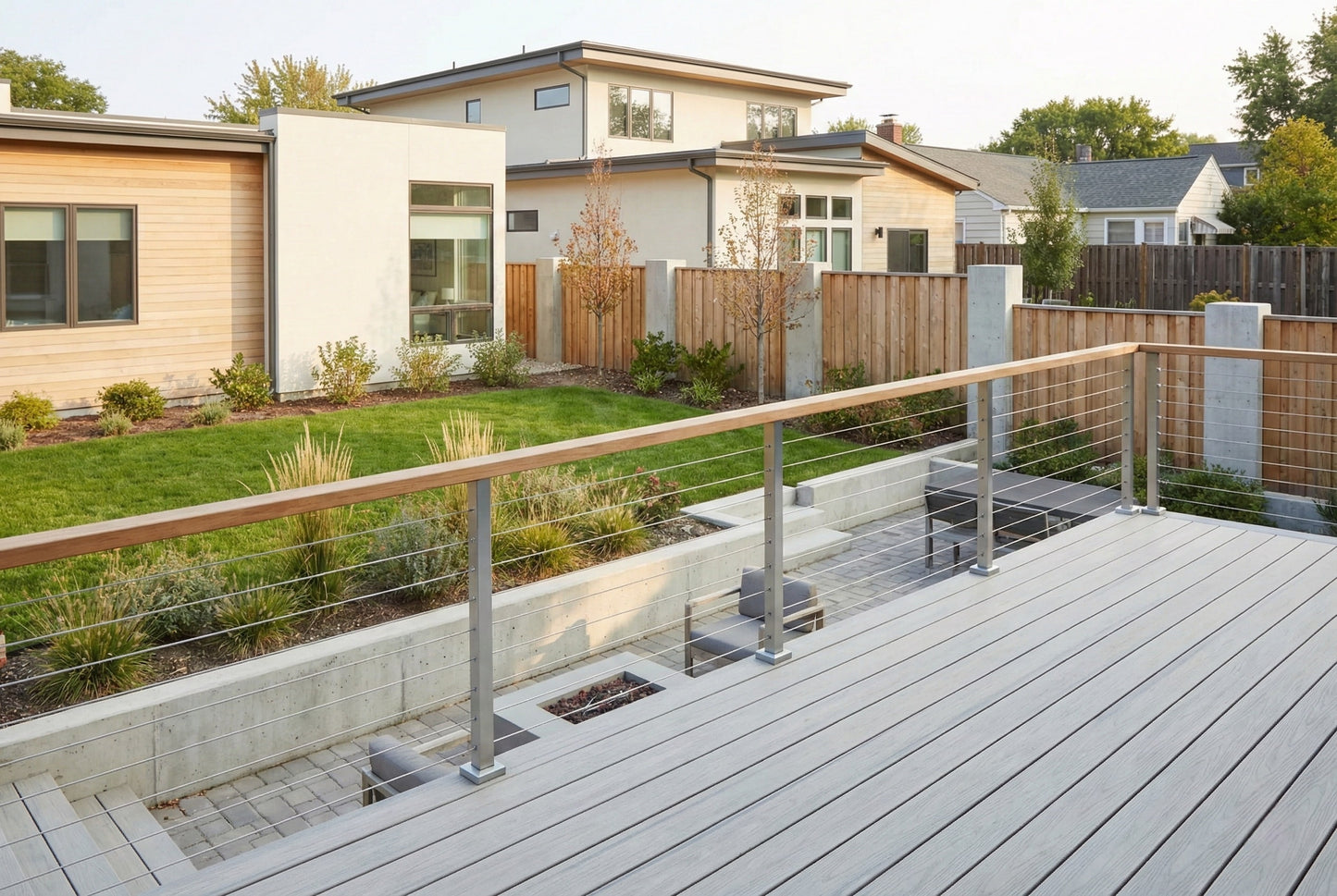 Elevated Stairs Stainless Steel Cable Railing System for Deck and Stairs
