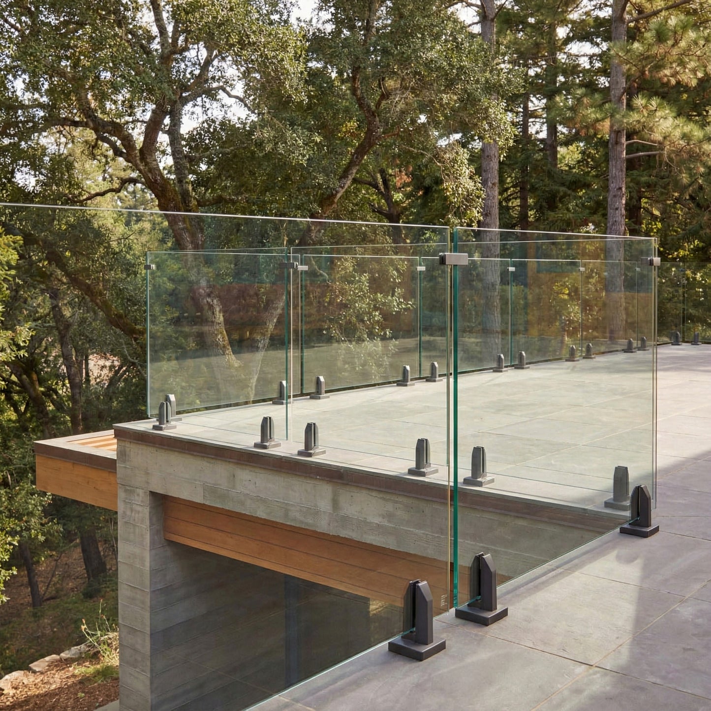 Elevated Stairs Glass Railing System for Stairs and Decks