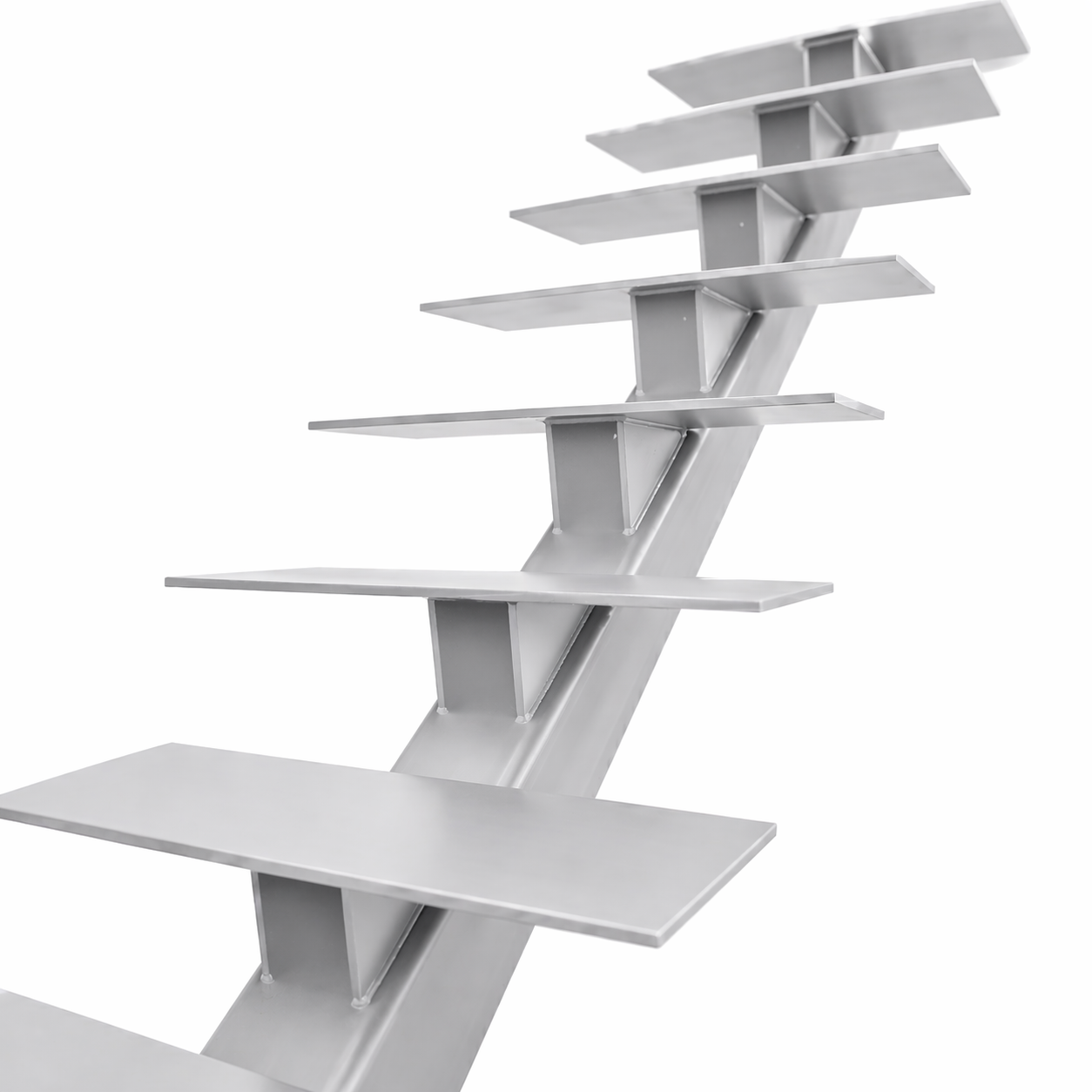 Elevated Stairs Gray Mono Stringer for Stylish Floating Stairs