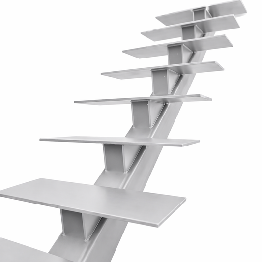 Elevated Stairs Gray Mono Stringer for Stylish Floating Stairs