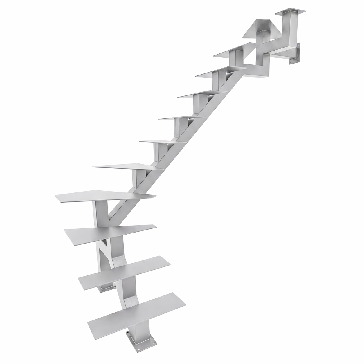 Elevated Stairs Gray Mono Stringer for Stylish Floating Stairs