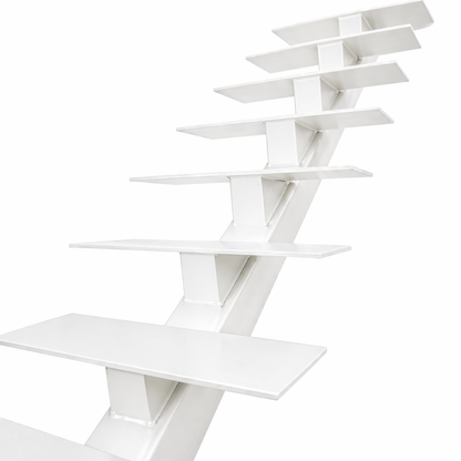 Elevated Stairs White Mono Stringer for Contemporary Floating Stairs