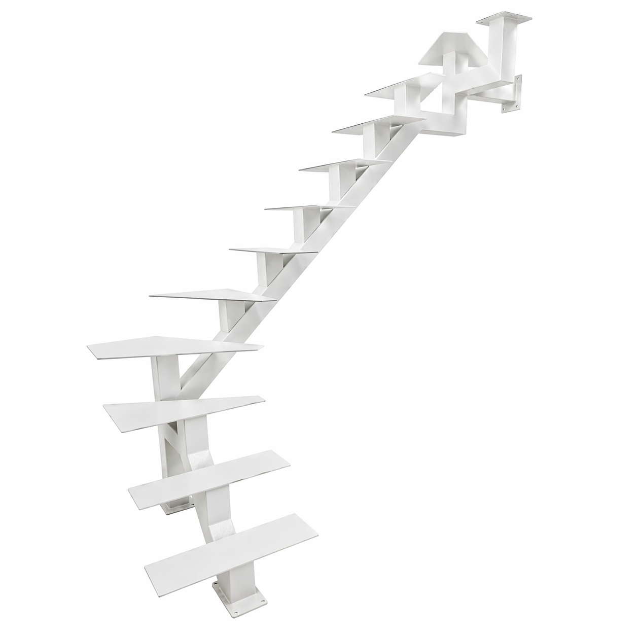 Elevated Stairs White Mono Stringer for Contemporary Floating Stairs