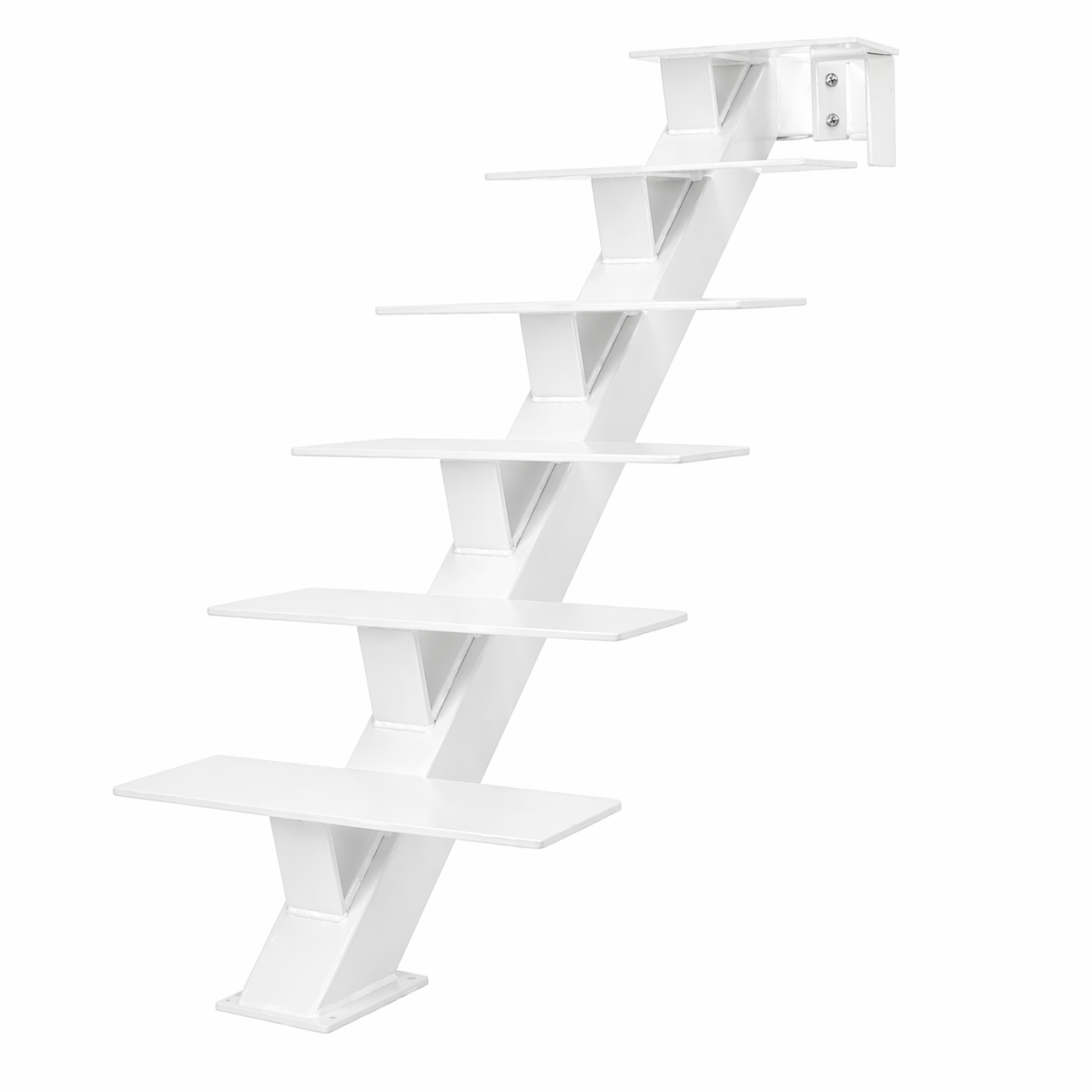 Elevated Stairs White Mono Stringer for Contemporary Floating Stairs