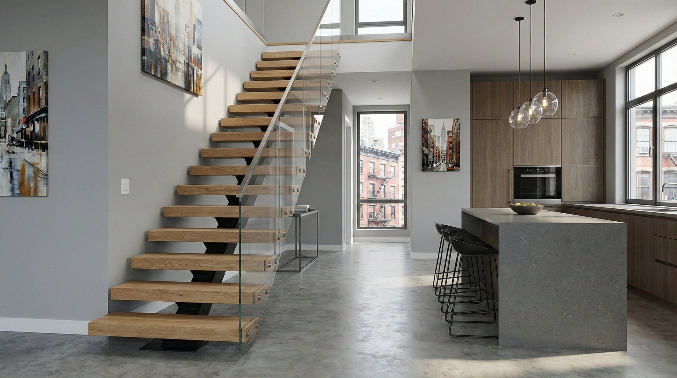 Custom floating staircase project image