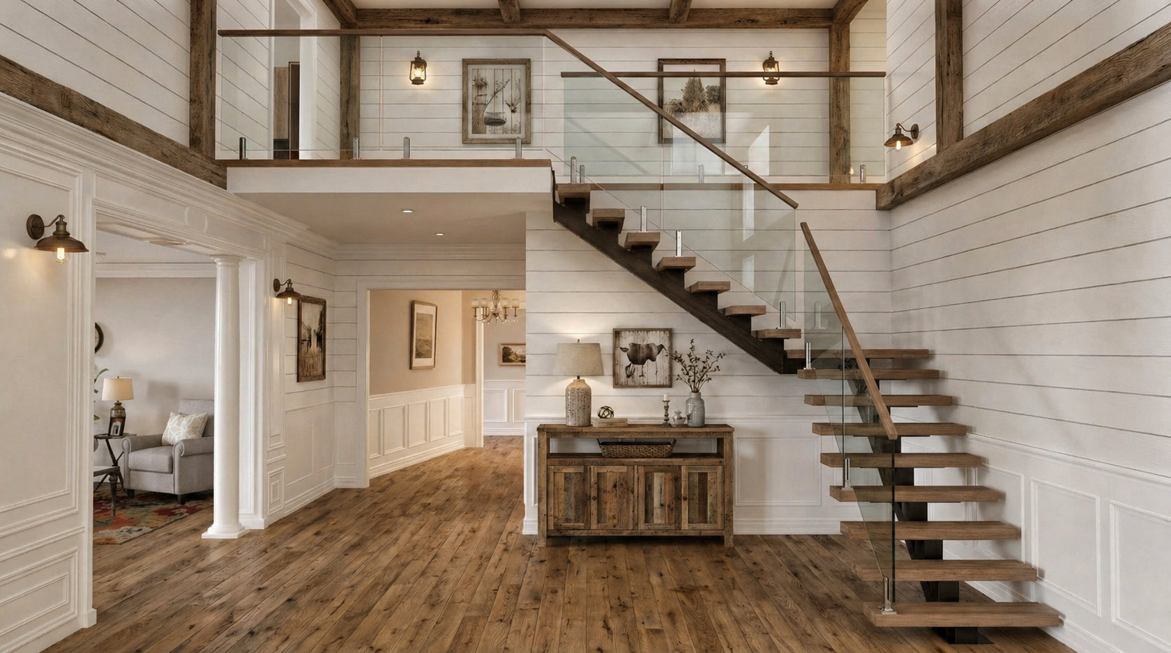 Custom floating stairs for a modern residential home by Elevated Stairs