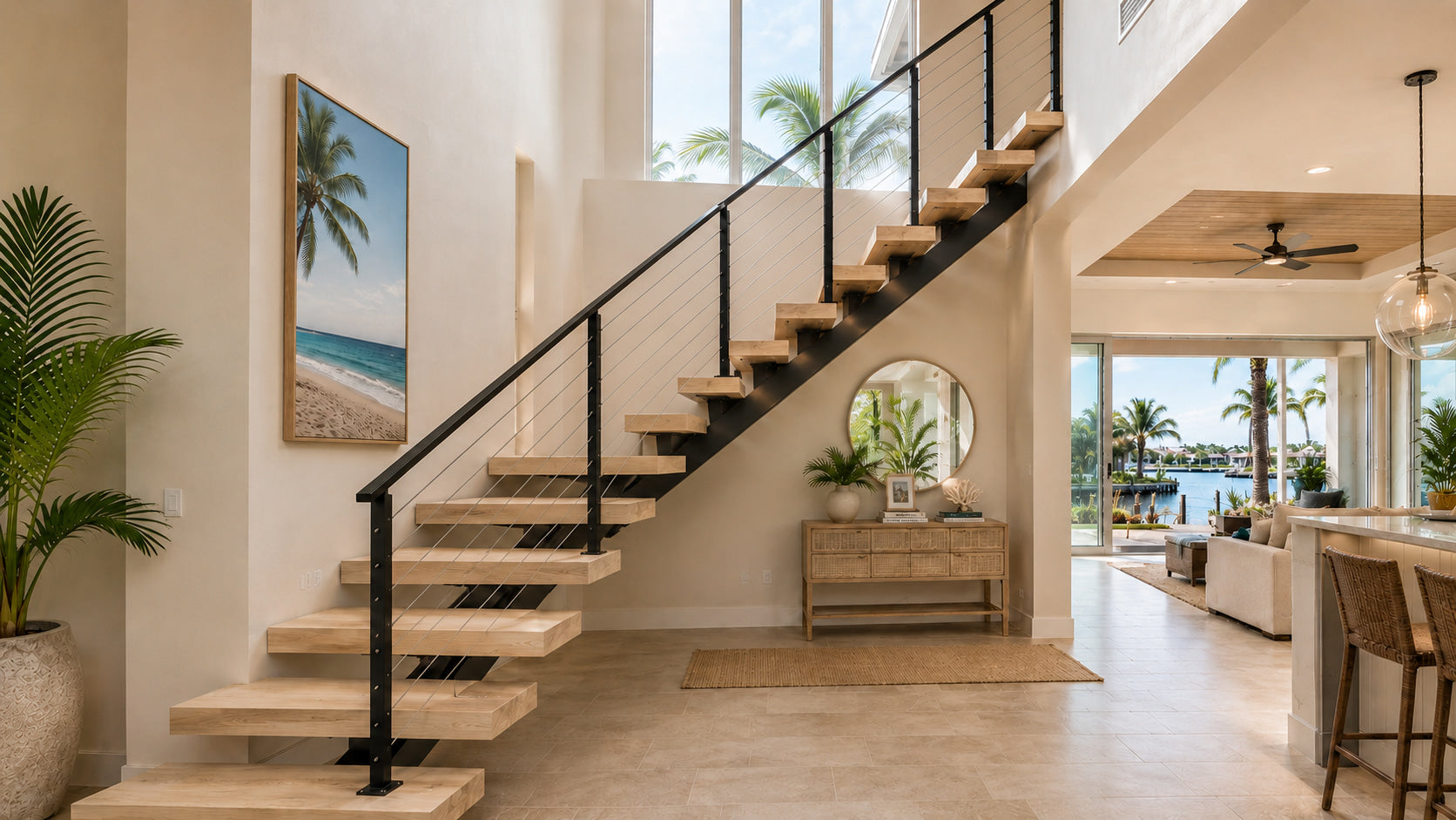 Alternate view of a custom floating staircase project