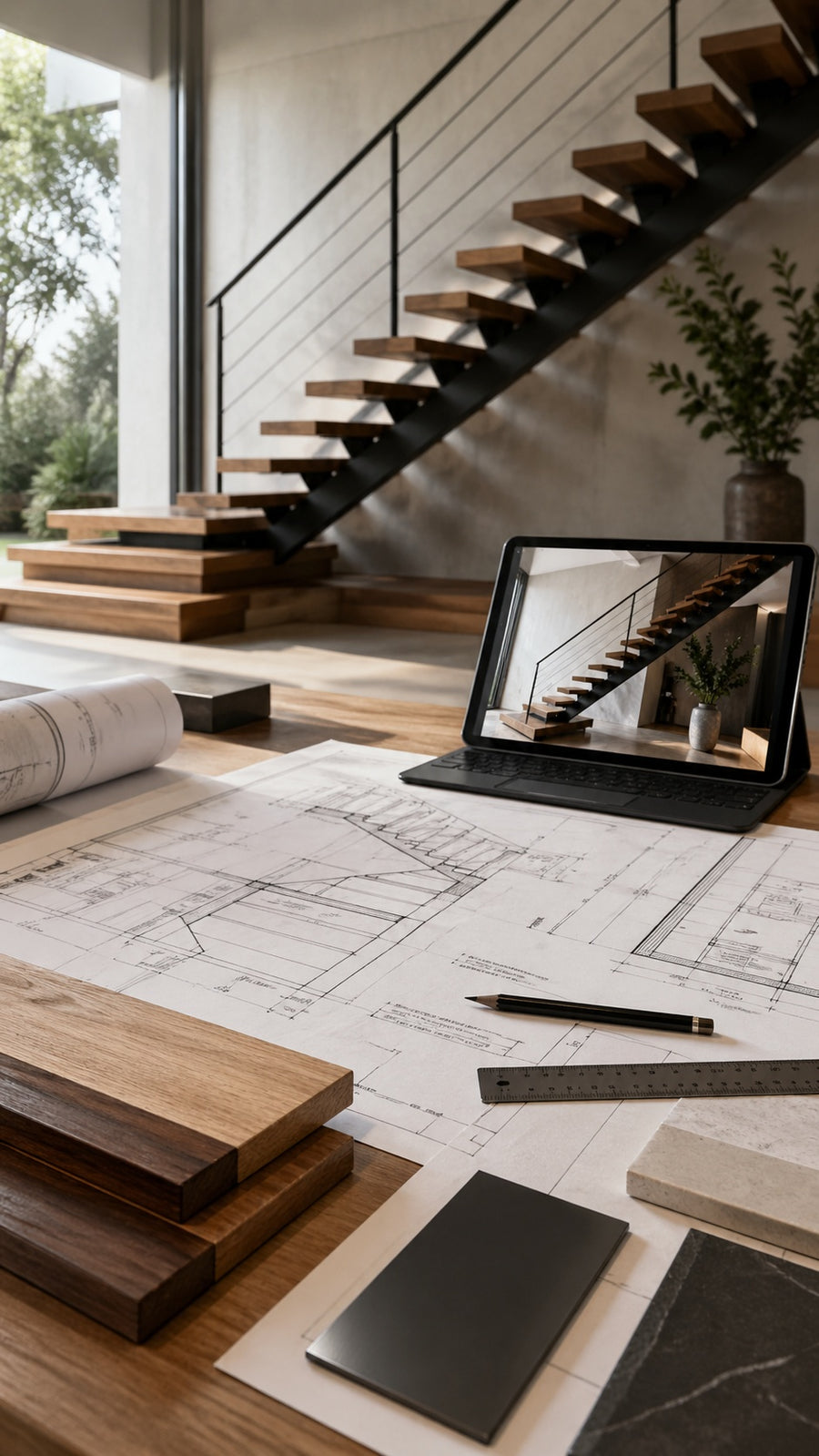 Project information prepared before custom floating stair design