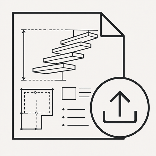 Icon showing project details upload for a custom floating stair design
